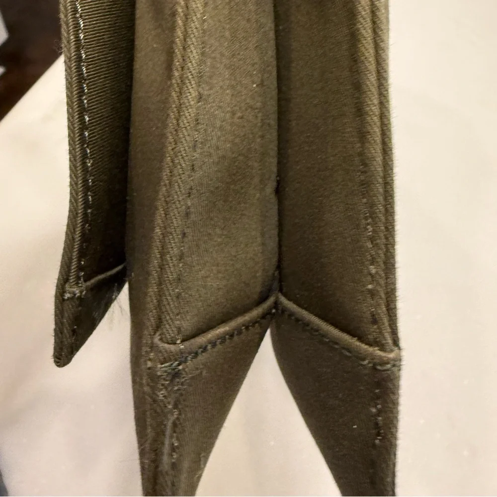 Tano New York Olive Green Canvas Shoulder Bag 3 Center Comp, Outside Zip NWT